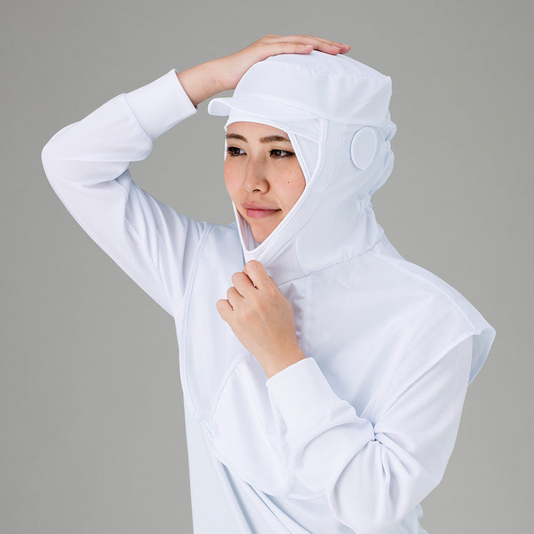 吸汗速乾ピケかぶり型つば無し頭巾【グリーン】［男女兼用］［吸汗